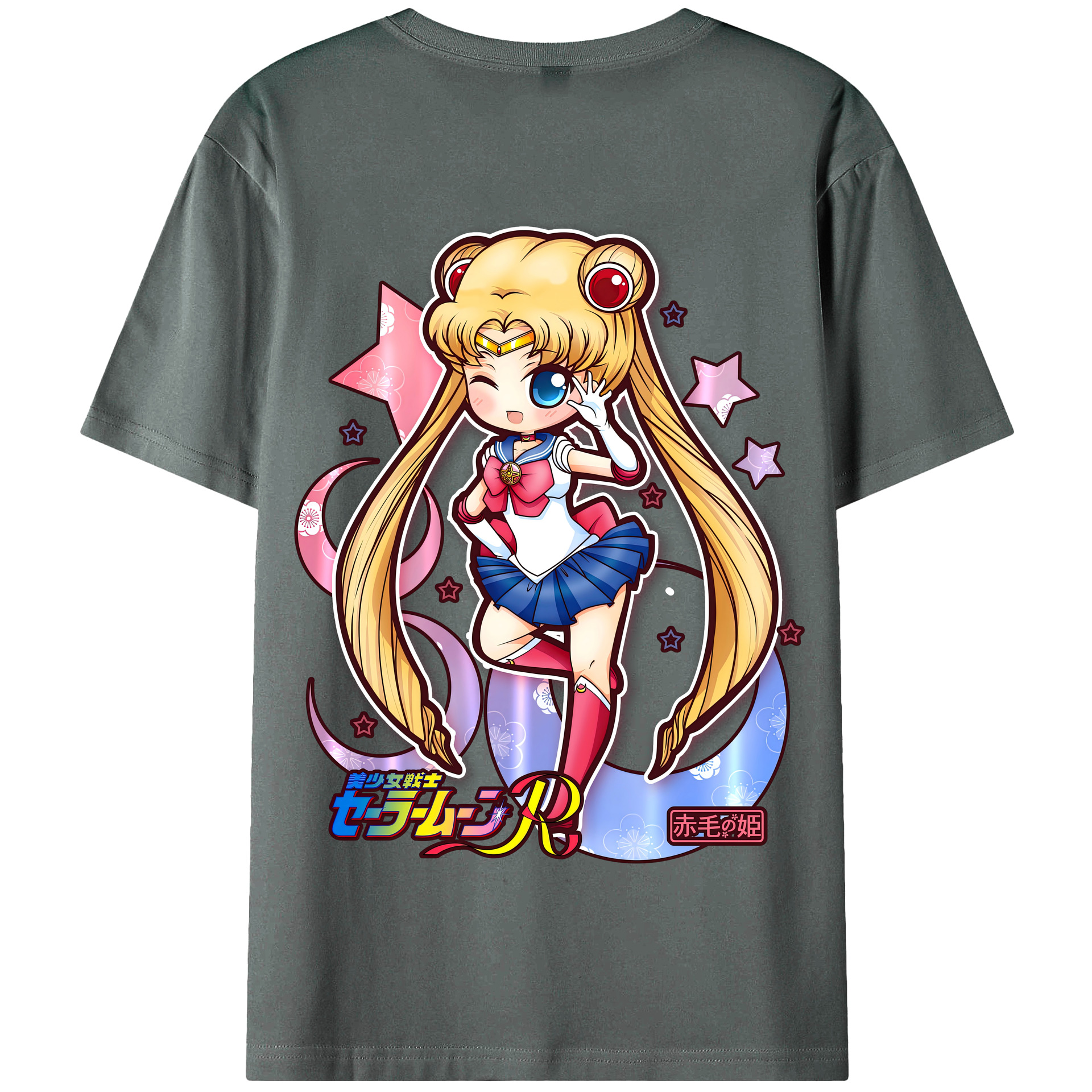 （画像用） 美少女戦士セーラームーン 月野 うさぎ つきの うさぎ Sailor Moon Tsukino Usagi 綿100％半袖Tシャツ（背面プリント）